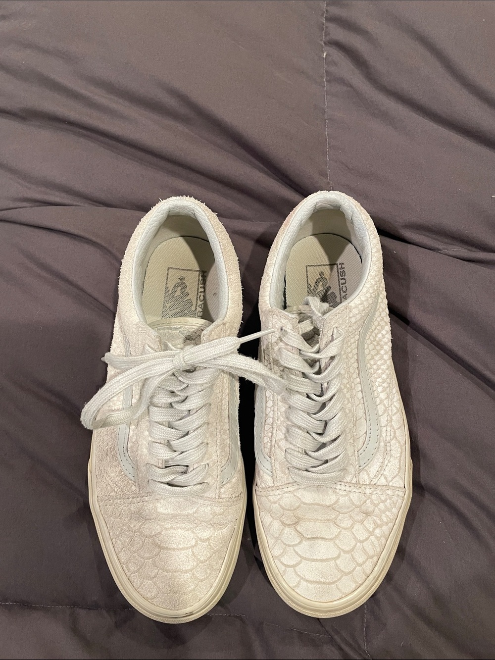 Vans Grey Snake-Embossed Old Skool Sneakers